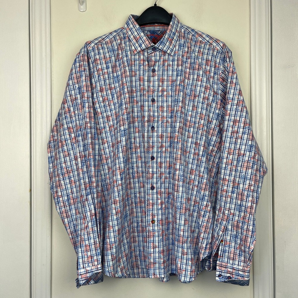 (Lot of 2) Visconti Black Mens XL Button Down Shirts Floral Paisley Plaid Summer - Picture 5 of 16